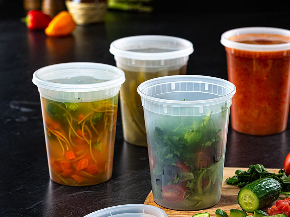 Lebensmittelbehälter aus Kunststoff mit Kunststoffdeckeln 32OZ